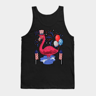 Tropical Bird USA Patriotic American Flamingo Animal 4th Of July Tank Top